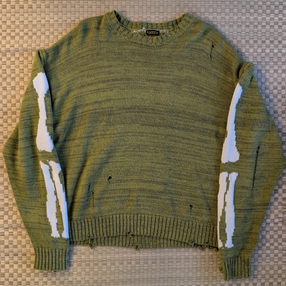Kapital S/S22 Pop Up Exclusive 5G Bone Damage Knit Men's Size 2/M Made in Japan - Picture 2 of 7